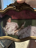 Woman reading on couch picture