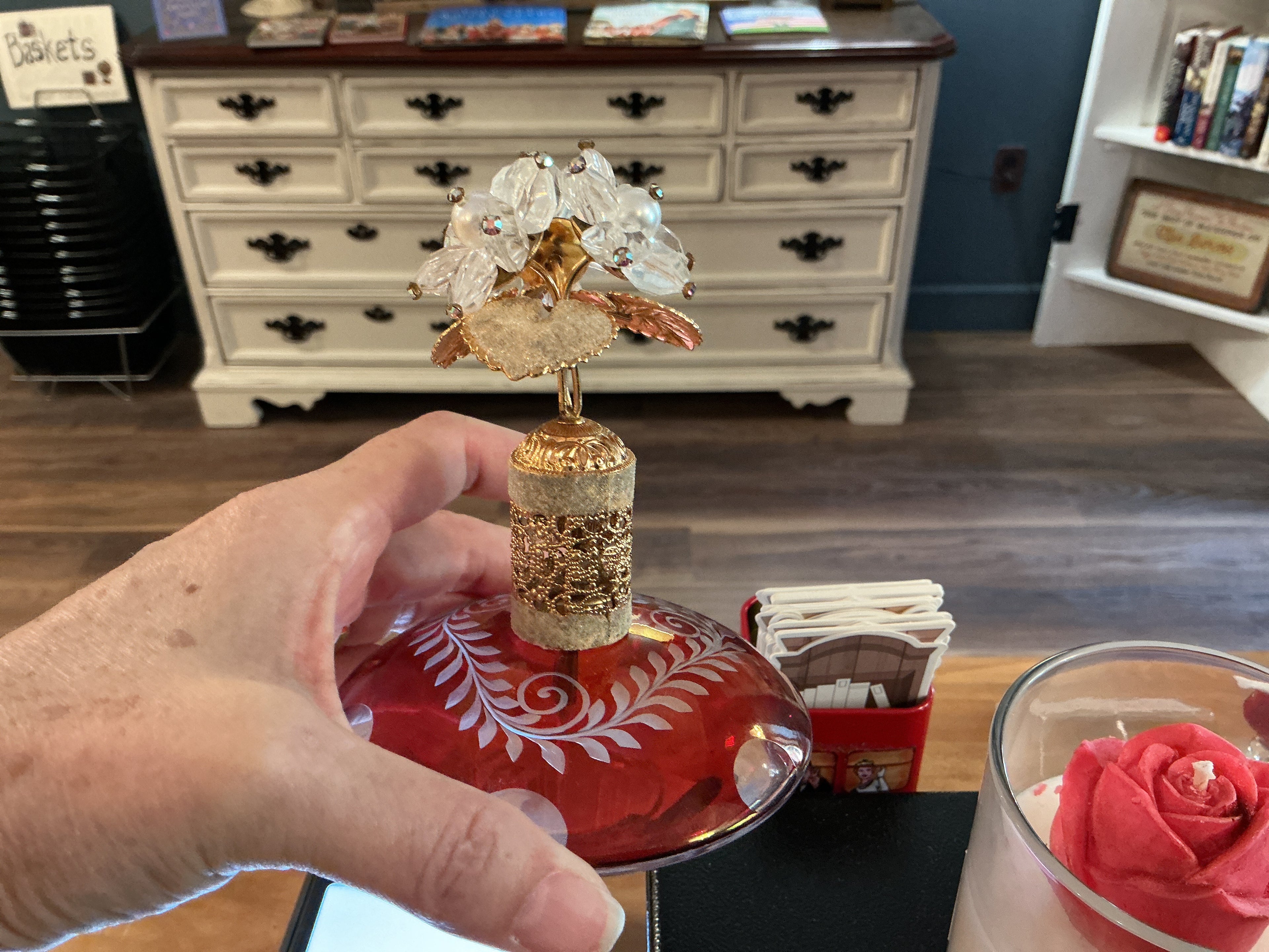 Ruby glass perfume bottle